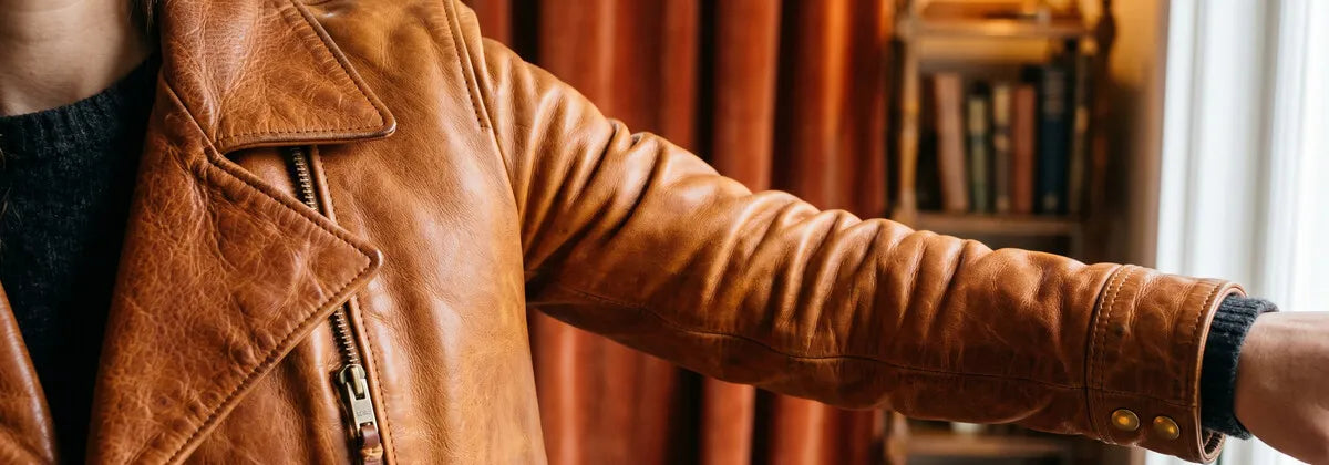 Cognac-farbene Damen-Lederjacken