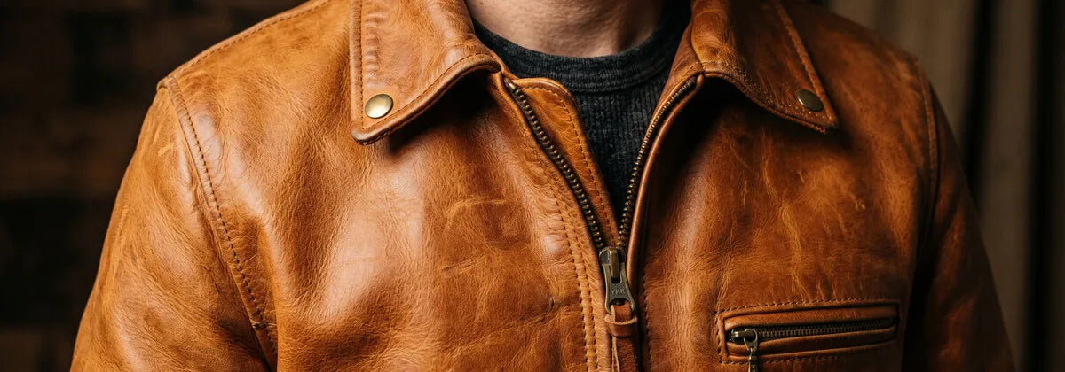Vestes en Cuir Cognac pour Homme